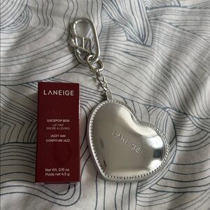 LANEIGE Silver Heart Keychain with Jazzy Jam Lip Tint
